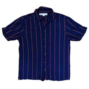 Vintage Old Navy Blue Red Stripes Button Down Polo T Shirt Mens Small